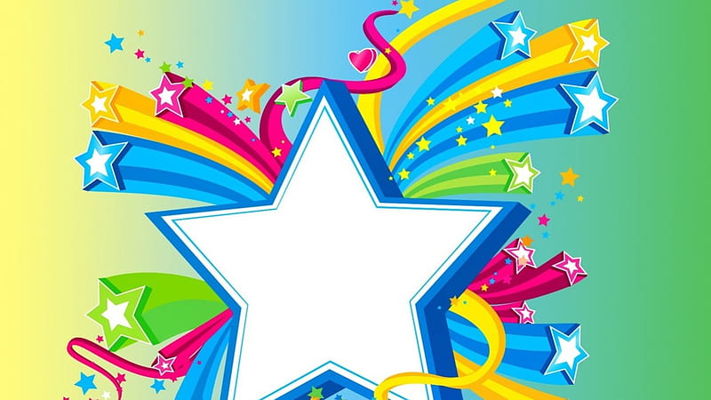Rainbow Star Burst, colorful, colors, stars, rainbow, HD wallpaper