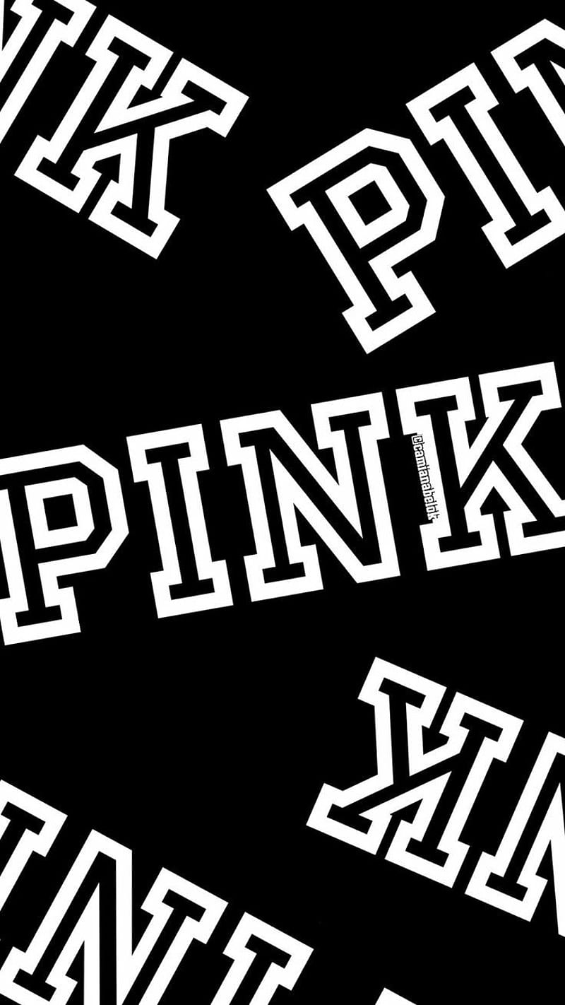 PINK, black and white, logo, victoria secret, vs, HD phone wallpaper
