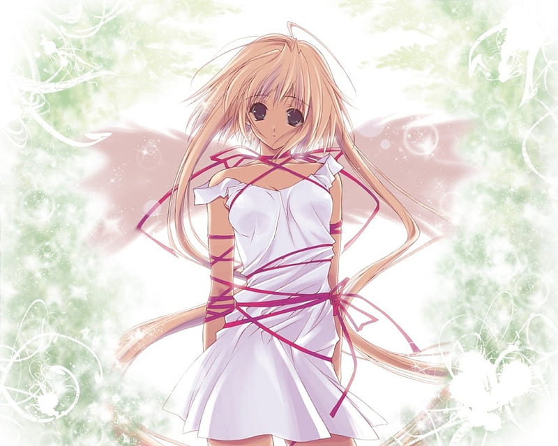 ~Ribbon Restriction~, female, wings, anime, angel, winged, light, HD wallpaper