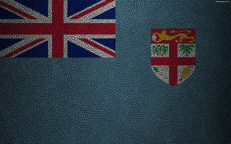 Flag of Fiji leather texture, Oceania, Fiji, flags of the world, Fijian flag, HD wallpaper