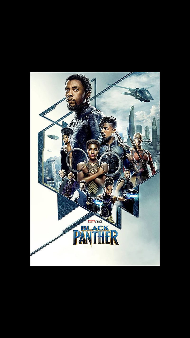 Black Panther, 2018, black background, excellent, great, movie, poster, small, HD phone wallpaper