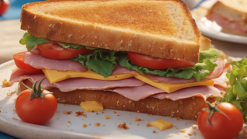 Toasted Sandwich, ham, toasted, sandwich, cheese, tomato, HD wallpaper