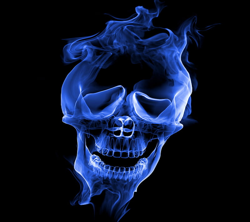 Smoke Skull, abstract, background, blue, ghost, scary, HD wallpaper | Peakpx