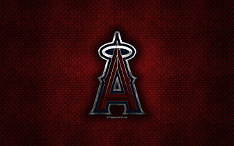 Los Angeles Angels grunge art, logo, american baseball club, MLB, red ...