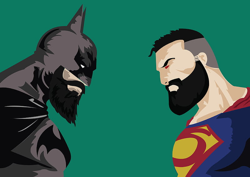 Batman Vs Superman With Beard, batman, superman, minimalism, super-heroes, HD wallpaper