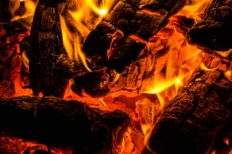 fire, embers, flame, bonfire, HD wallpaper