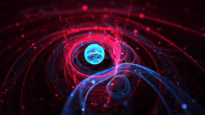 Red Blue Glow Lines Circles Trippy, HD wallpaper