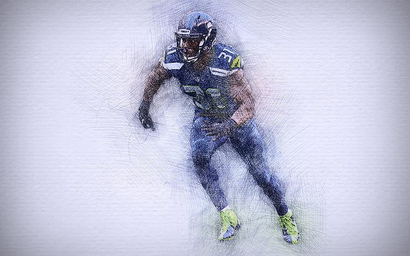 Kam Chancellor artwork, strong safety, american football, Seattle Seahawks, NFL, drawing Kam Chancellor, National Football League, HD wallpaper