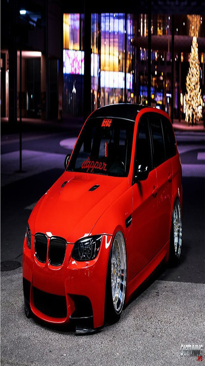 BMW, stance, red, dapper, car, HD phone wallpaper