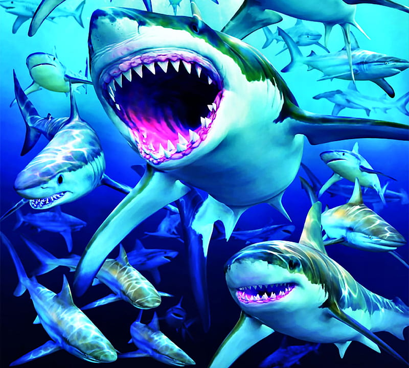 Shark Club, architecture, art, bonito, illustration, artwork, painting ...