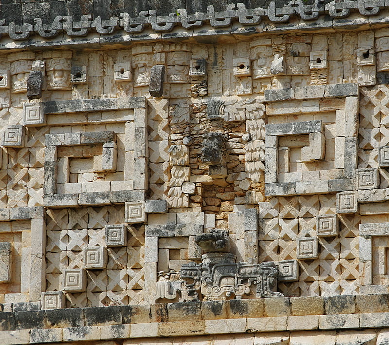 Uxmal, mayan architecture, mexico, stones, wall, HD wallpaper