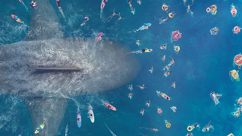 The Meg (2018), water, movie, people, the meg, pink, sea, poster, shark, vara, summer, HD wallpaper
