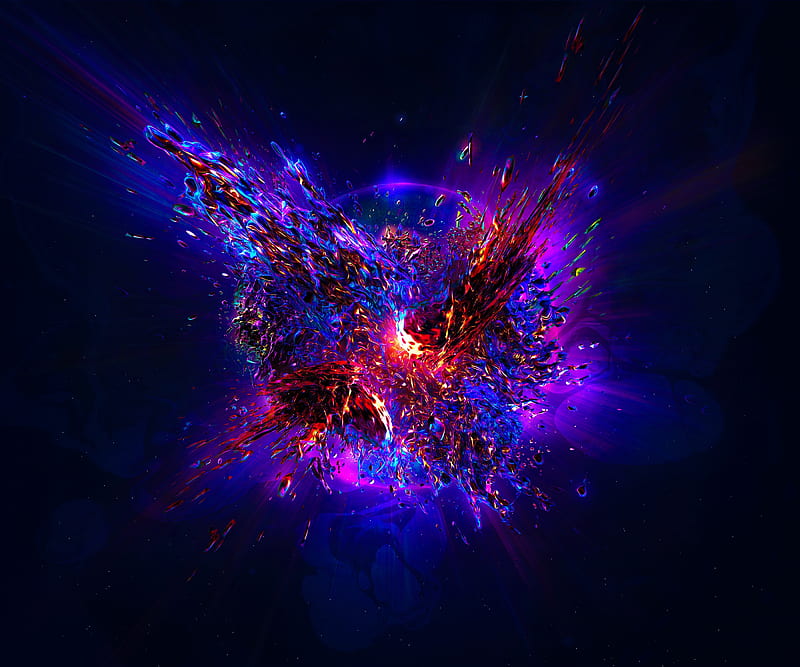 color explosion, purple theme, 3D, HD wallpaper