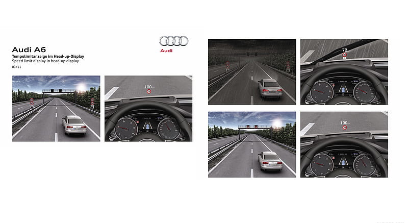 2012 Audi A6 - Speed limit display in head-up display , car, HD wallpaper
