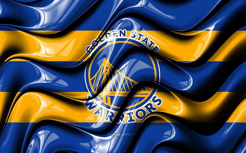 Golden State Warriors flag, , blue and yellow 3D waves, NBA, american basketball team, Golden State Warriors logo, basketball, Golden State Warriors, HD wallpaper