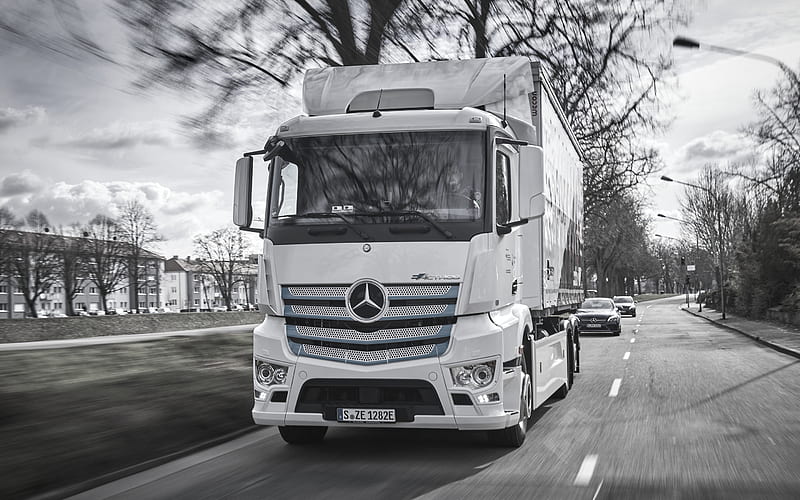 Mercedes-Benz e-Actros, 2019, electric truck, new electric Actros, exterior, delivery concepts, cargo, german trucks, Mercedes, HD wallpaper
