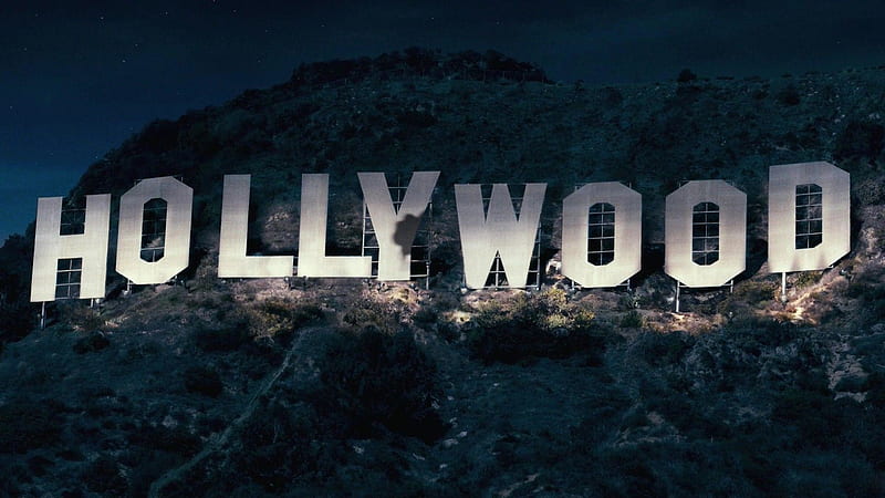 Hollywood, Hollwood, Satin, Sign, Night, HD wallpaper