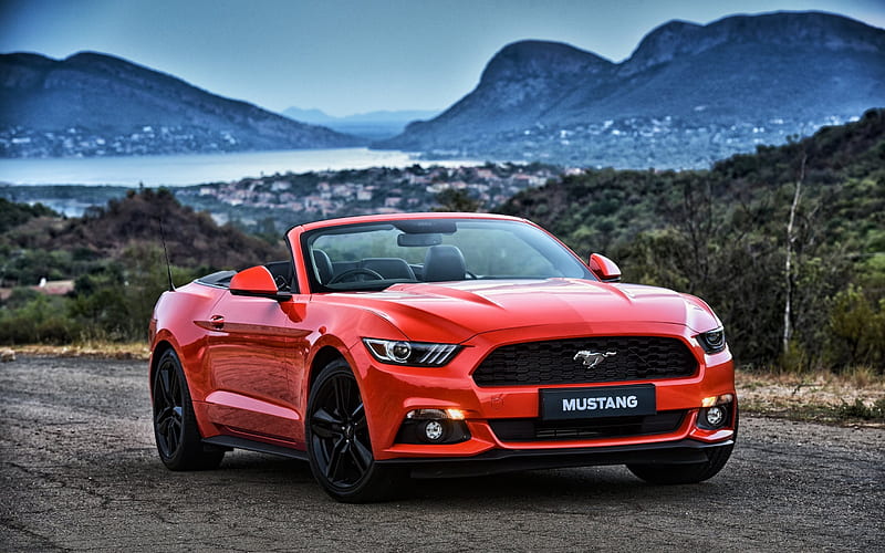 Ford Mustang Convertible, supercars, muscle cars, red Mustang, cabriolets, Ford, HD wallpaper
