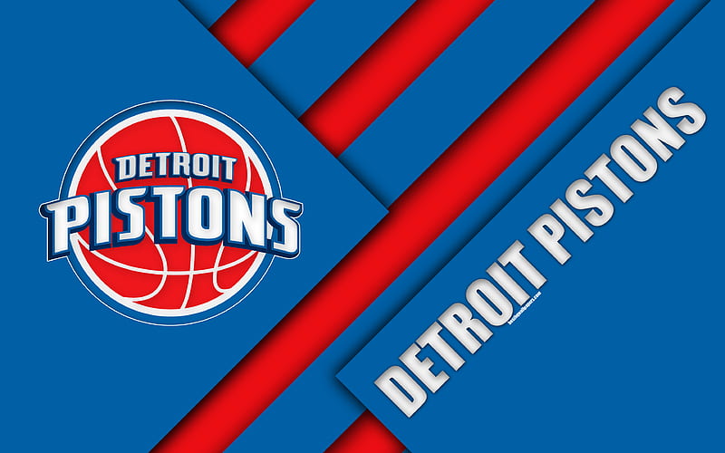Detroit Pistons logo, material design, American basketball club, red blue abstraction, NBA, Detroit, Michigan, USA, basketball, HD wallpaper