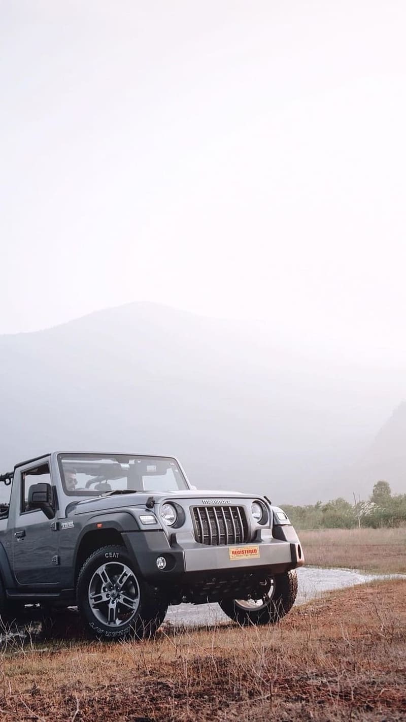 Thar Ke, Foggy Background, mahindra, car, HD phone wallpaper