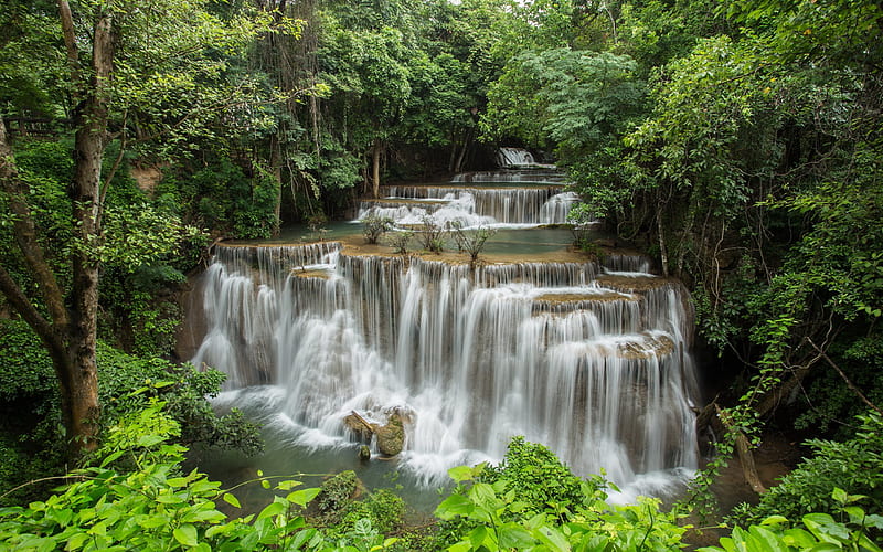 Thailand, tropics, waterfalls, national park, forest, HD wallpaper