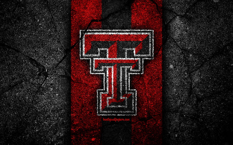 Texas Tech american football team, NCAA, red black stone, USA, asphalt texture, american football, Texas Tech logo, HD wallpaper