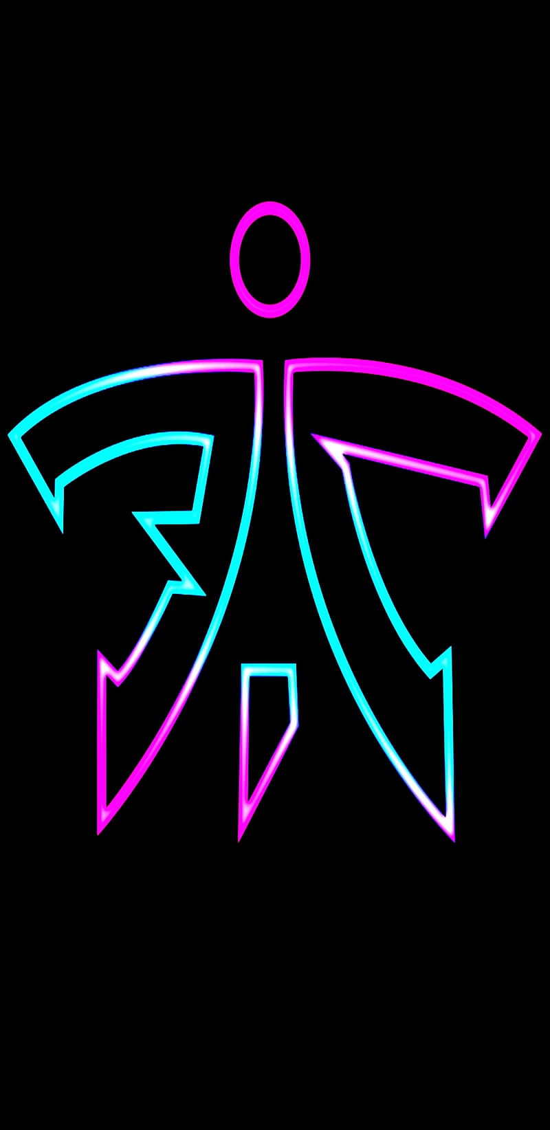 Fluorescent Man, amoled, aqua, black, colorscheme, cool, cute, intriguing, logo, purple, HD phone wallpaper