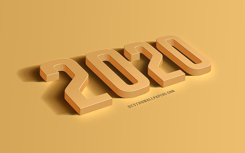 2020 New Year, 2020 3d golden background, 3d golden letters, metal 2020 background, happy new year 2020, creative 3d art, 2020 concepts, HD wallpaper