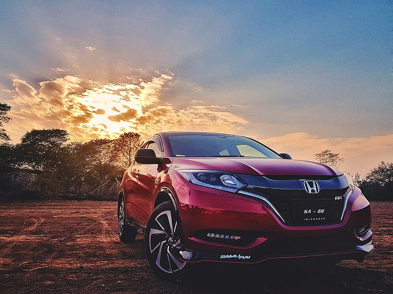 Honda Vezel, auto, field, japan, mud, mugen, offroad, pakistan, red, rs, turbo, HD wallpaper