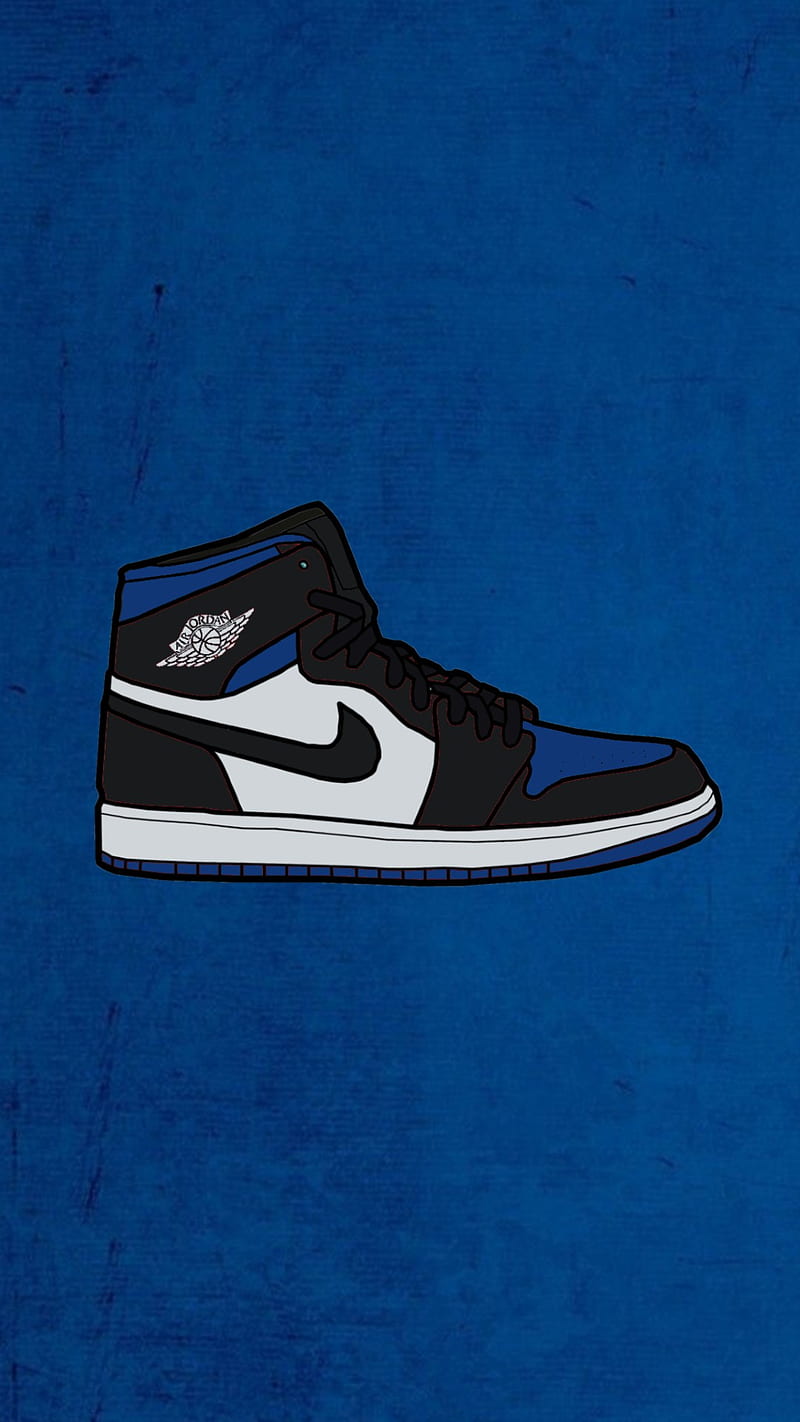 Jordan 1 Retro High, black, blue, jordan 1, nike, shoe, white, HD phone wallpaper