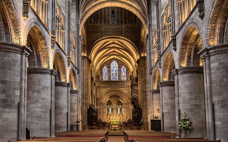Hereford Cathedral, England, England, interior, church, cathedral, HD wallpaper