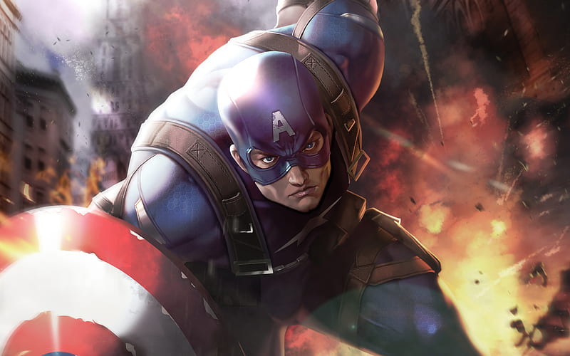 Captain America, fire, 2018 movie, superheroes, Avengers Infinity War, HD wallpaper