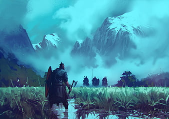 Viking Warrior Fighting Alone, HD wallpaper