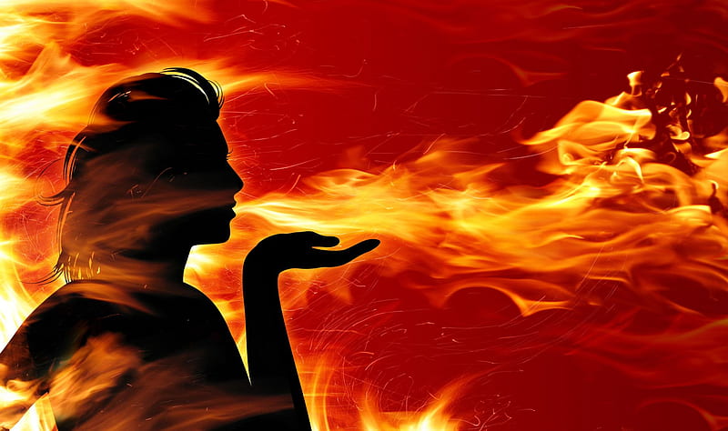 Fire Girl !!!, 3d-art, red, pvp, , wind, wds, abstract, fire girl, hot fire, fire, flame, flames, girl, hot, lady, red hot, HD wallpaper