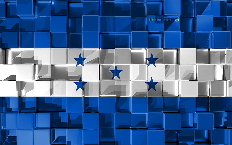 Flag of Honduras, 3d flag, 3d cubes texture, Flags of North America countries, 3d art, Honduras, North America, 3d texture, Honduras flag, HD wallpaper