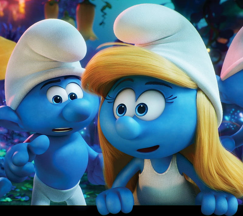 Smurfs, animation, blue, white, HD wallpaper