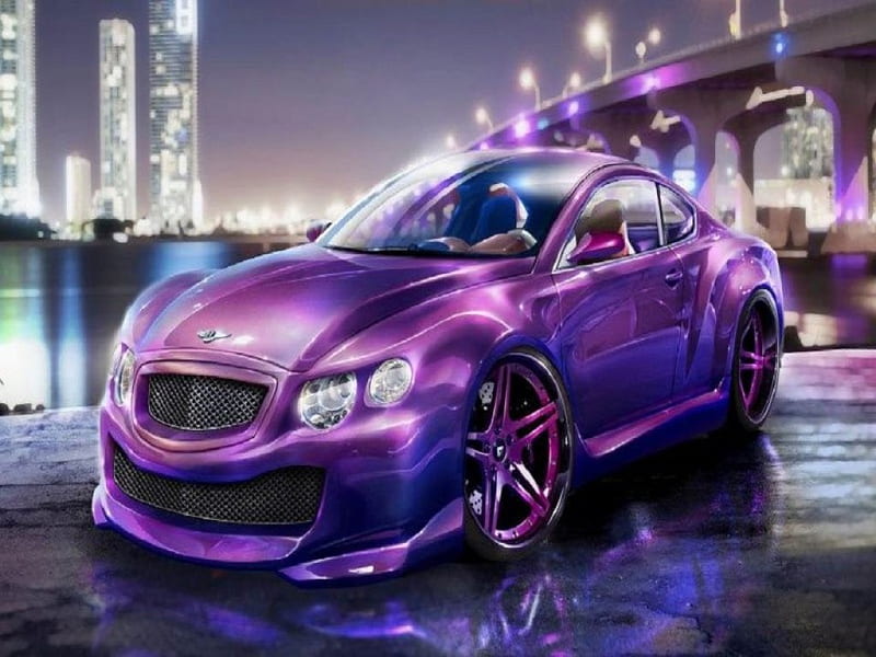 Purple ~~~ Bentley, city, Bently, car, abstract, other, HD wallpaper