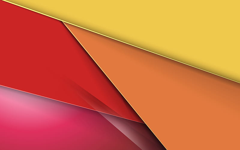 material design, red and yellow, triangles, geometric shapes, lollipop, creative, strips, geometry, colorful backgrounds, HD wallpaper