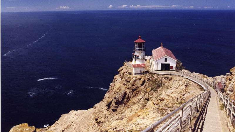 point reyes lighthouse in california, point, cliff, coast, lighthouse, sea, HD wallpaper