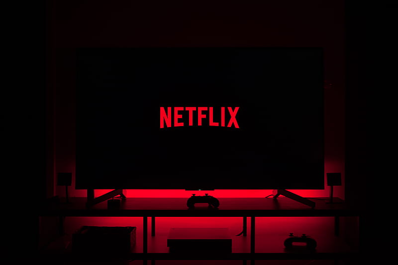 flat screen television displaying Netflix logo, HD wallpaper