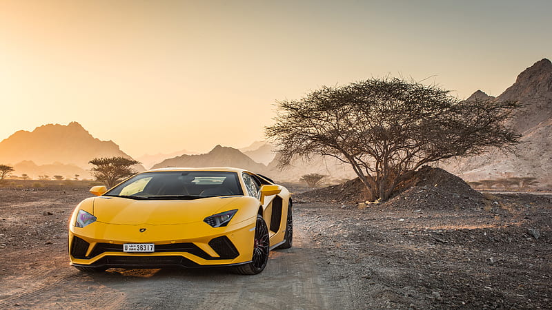 Yellow Lamborghini Aventador , lamborghini-aventador, lamborghini, carros, HD wallpaper