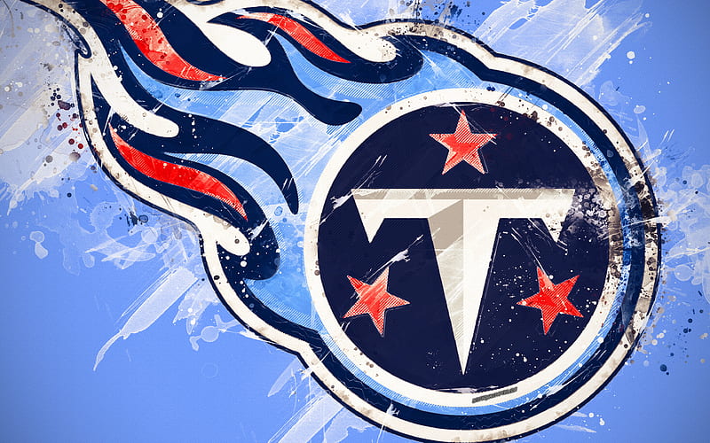 Tennessee Titans logo, grunge art, American football team, emblem, blue background, paint art, NFL, Nashville, Tennessee, USA, National Football League, creative art, HD wallpaper