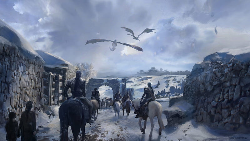 Desktop Wallpapers Game of Thrones Horses Warriors Fan ART 1366x768