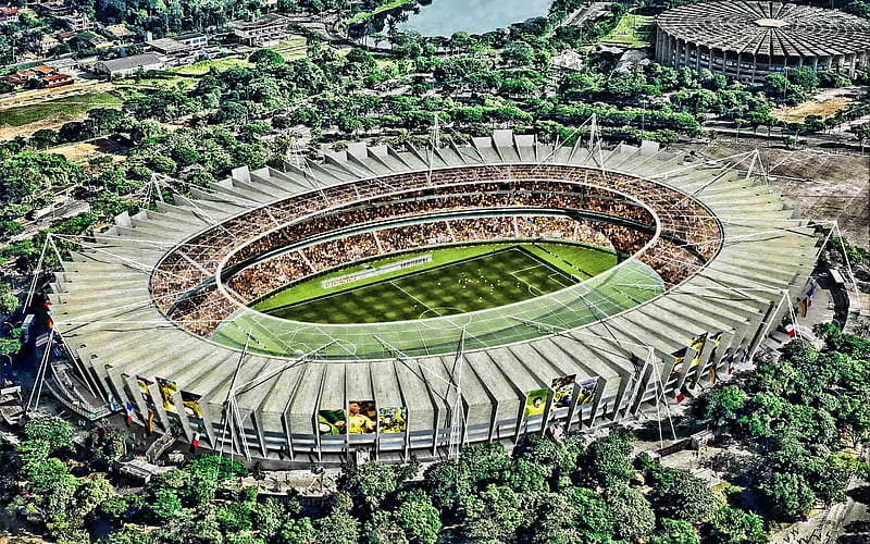 Mineirao Stadium, R, aerial view, soccer, Cruzeiro Stadium, football stadium R, Belo Horizonte, Minas Gerais, Brazil, Mineirao, HD wallpaper