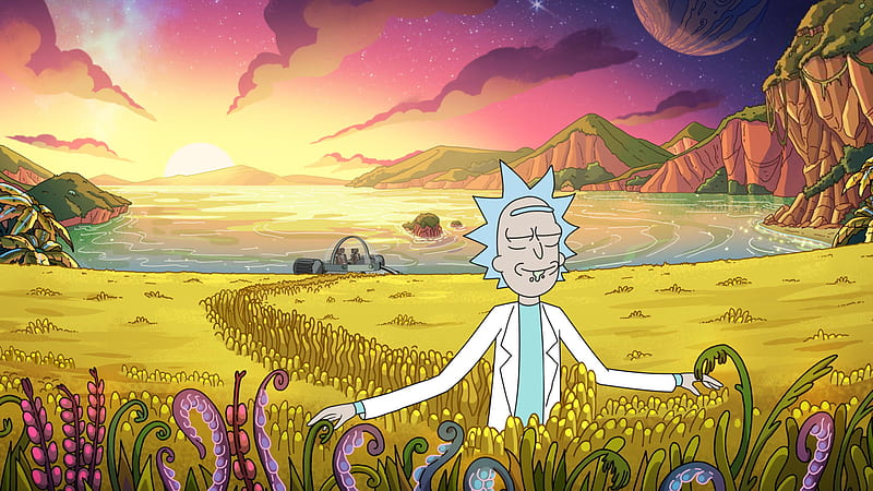 TV Show Rick and Morty Rick Sanchez Near Plants With Sunrise Background Movies, HD wallpaper