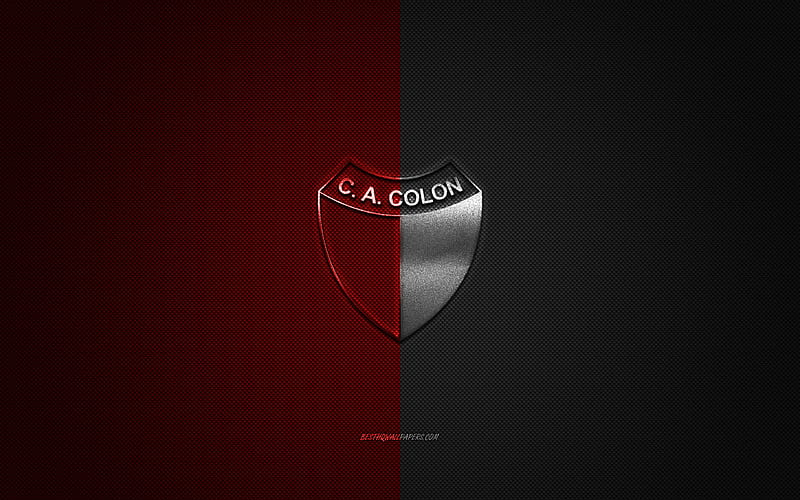 Colon Santa FE, Argentinean football club, Argentine Primera Division, red-black logo, red-black carbon fiber background, football, Santa Fe, Argentina, CA Colon logo, HD wallpaper