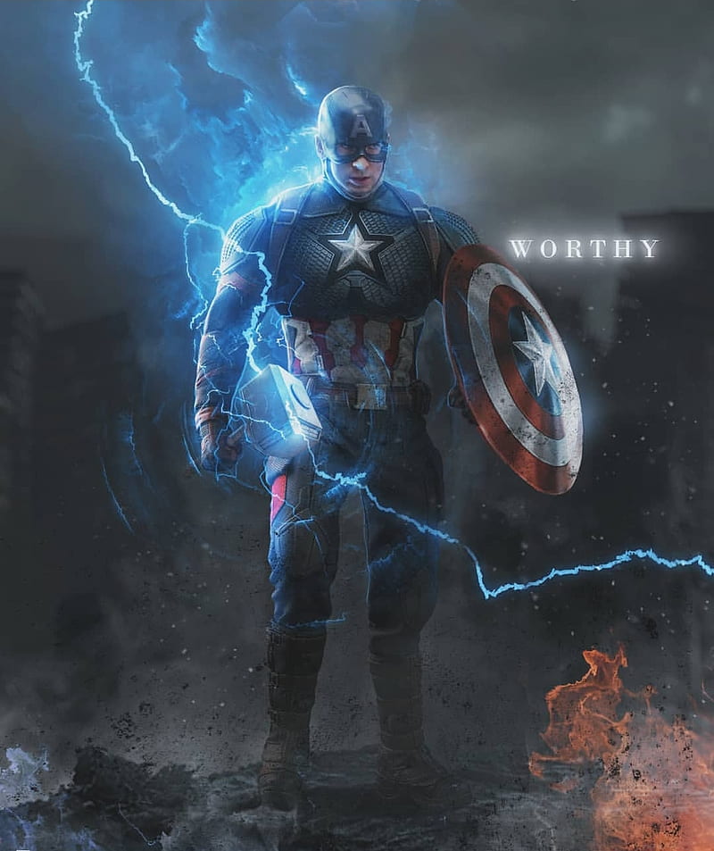 Captain America Mjolnir Hammer Lightning 4K Wallpaper 61154