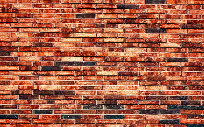 brown brickwall brown bricks, bricks textures, brick wall, bricks, wall, colorful bricks, identical bricks, bricks background, brown stone background, HD wallpaper