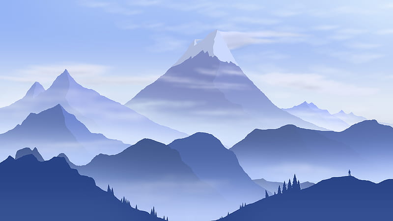 Artistic, Mountain, Blue, Minimalist, Snow, HD wallpaper