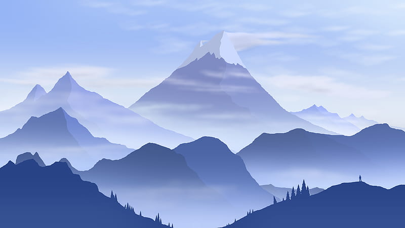 Mountains Minimalist Gradient Blue Wallpaper 4k HD ID:7869